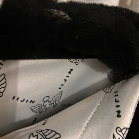 IiJin 100% wool SZ2 pullover lined knit cuff black ring 5” slit sides warm NWOT - Picture 12 of 14